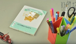 Hướng dẫn làm khay đựng bút đơn giản bằng giấy màu